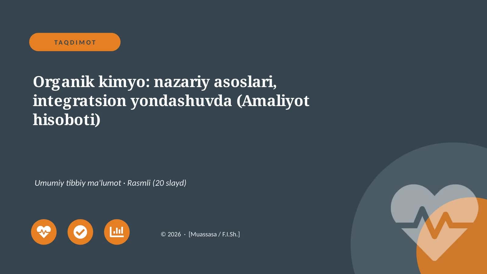 Organik kimyo: nazariy asoslari, integratsion yondashuvda (Amaliyot hisoboti) 1