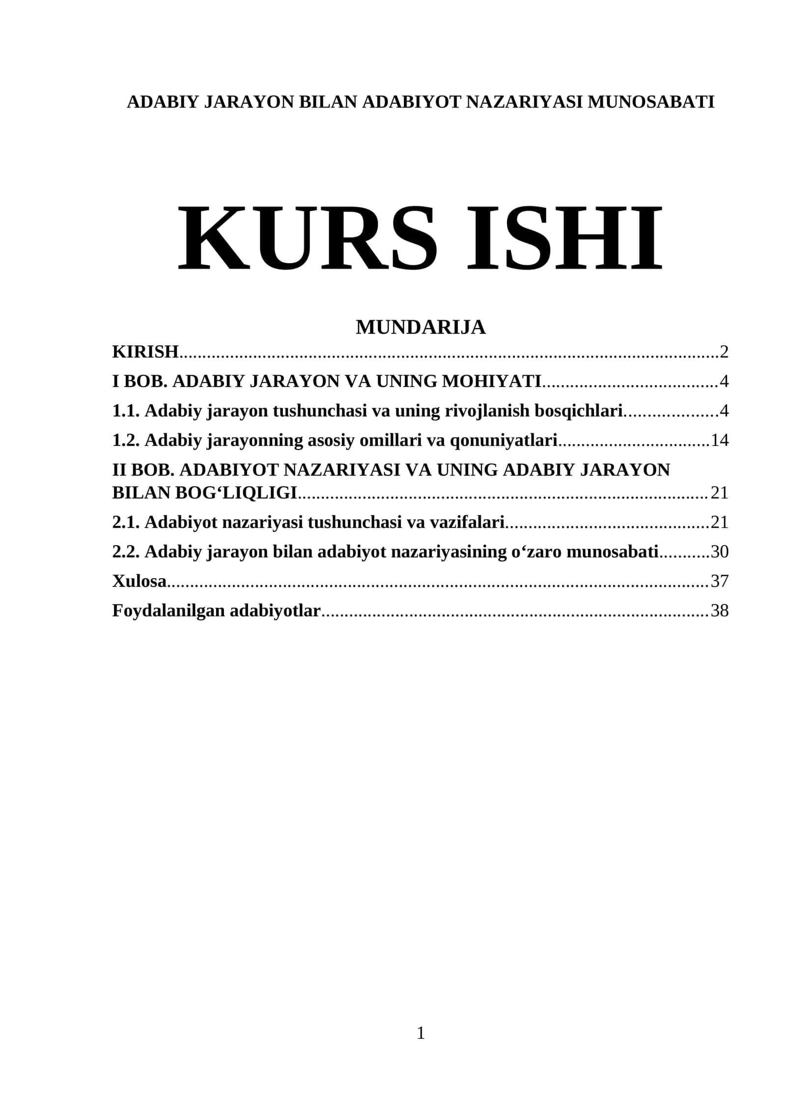 ADABIY JARAYON BILAN ADABIYOT NAZARIYASI MUNOSABATI. 1