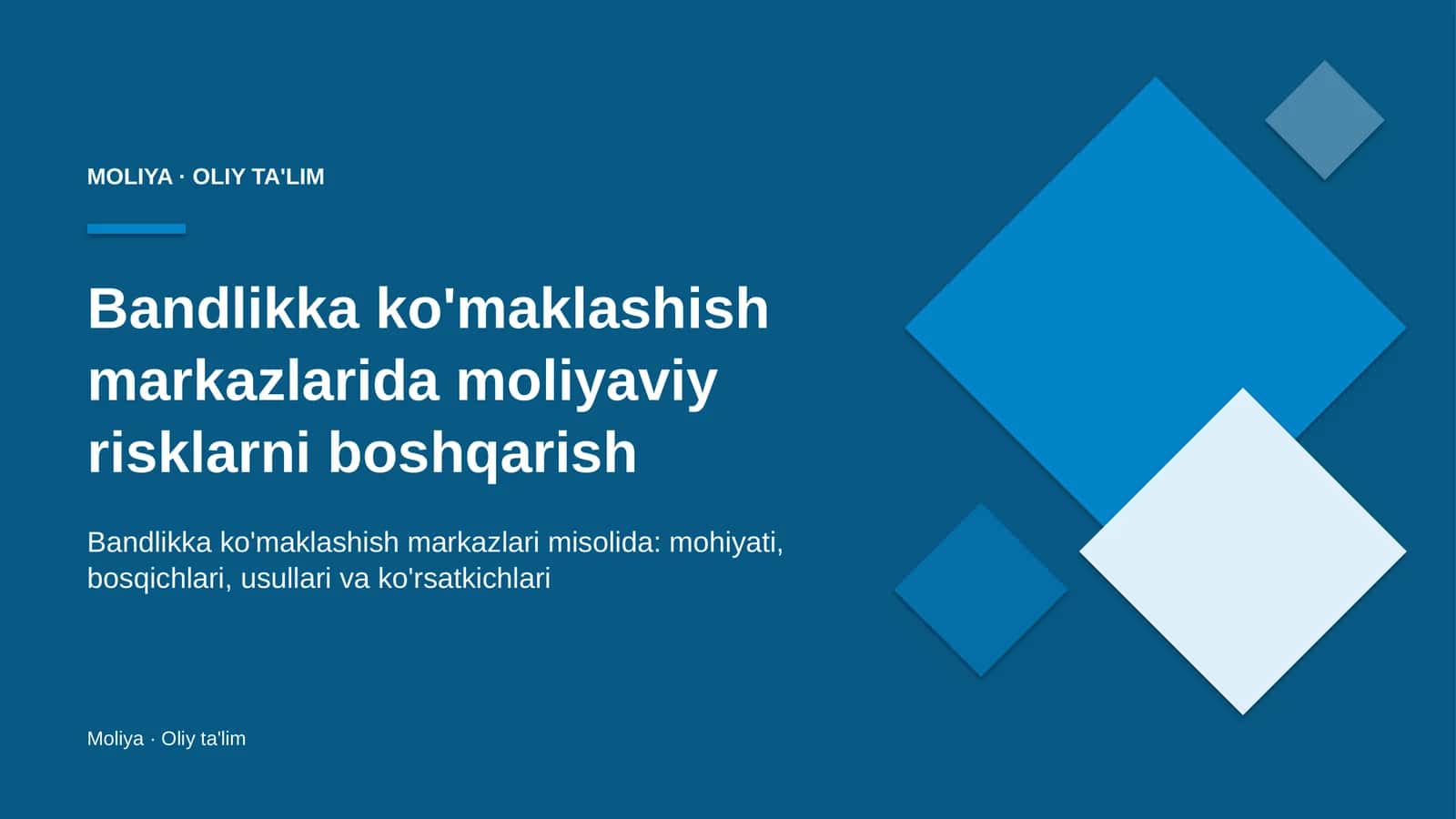 Moliya · Oliy Ta'lim 1