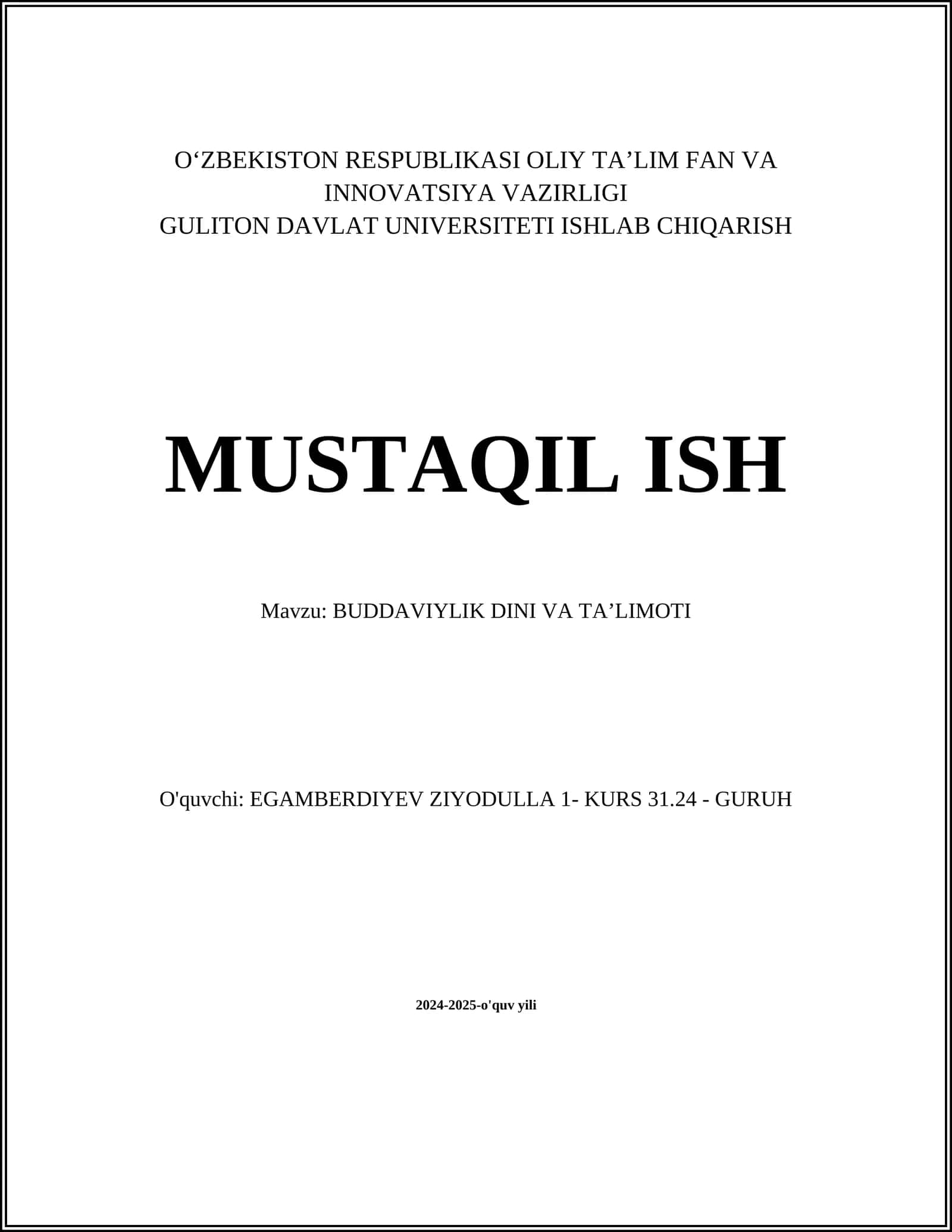 BUDDAVIYLIK DINI VA TAʼLIMOTI 1