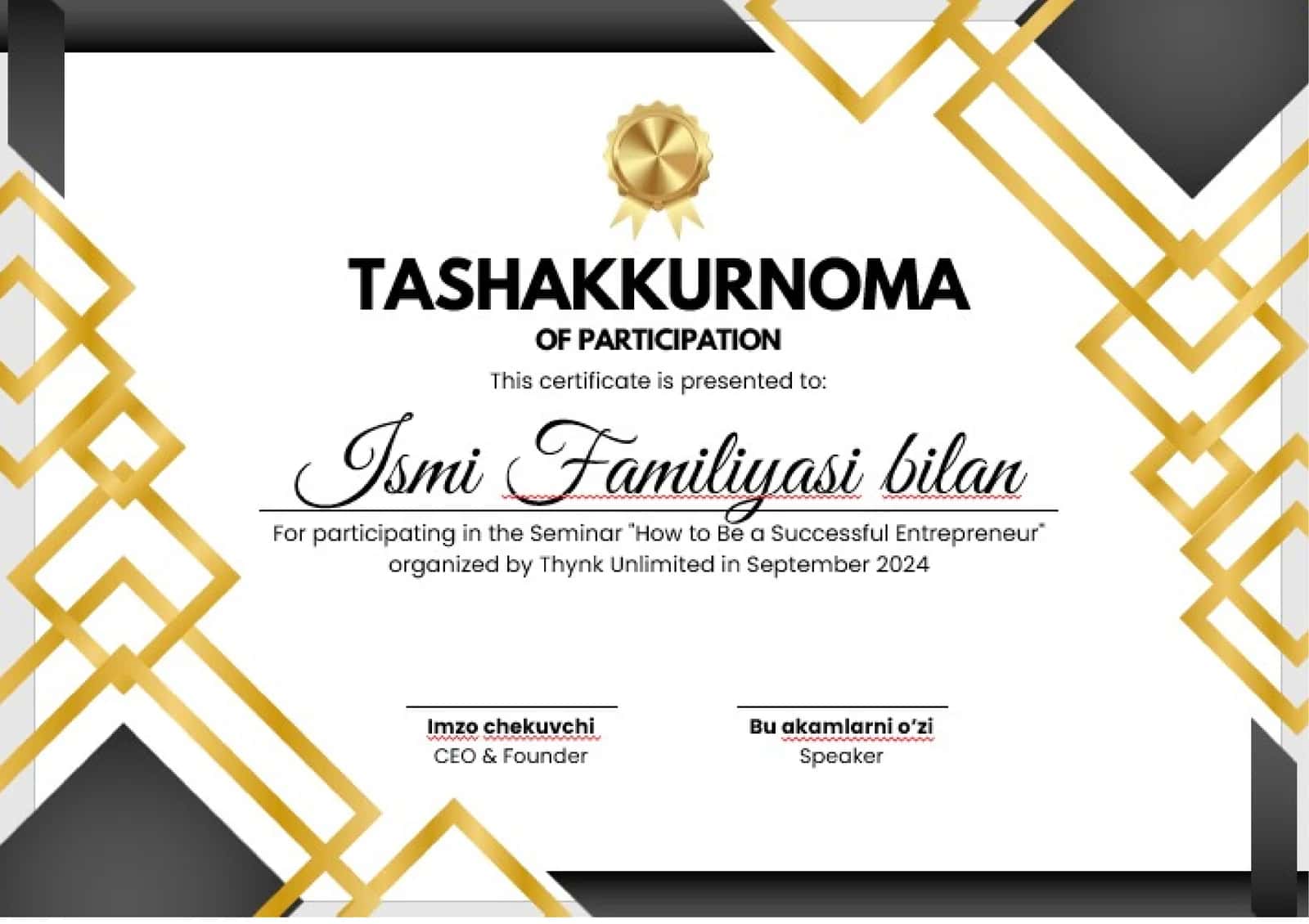 Tashakkurnoma 1
