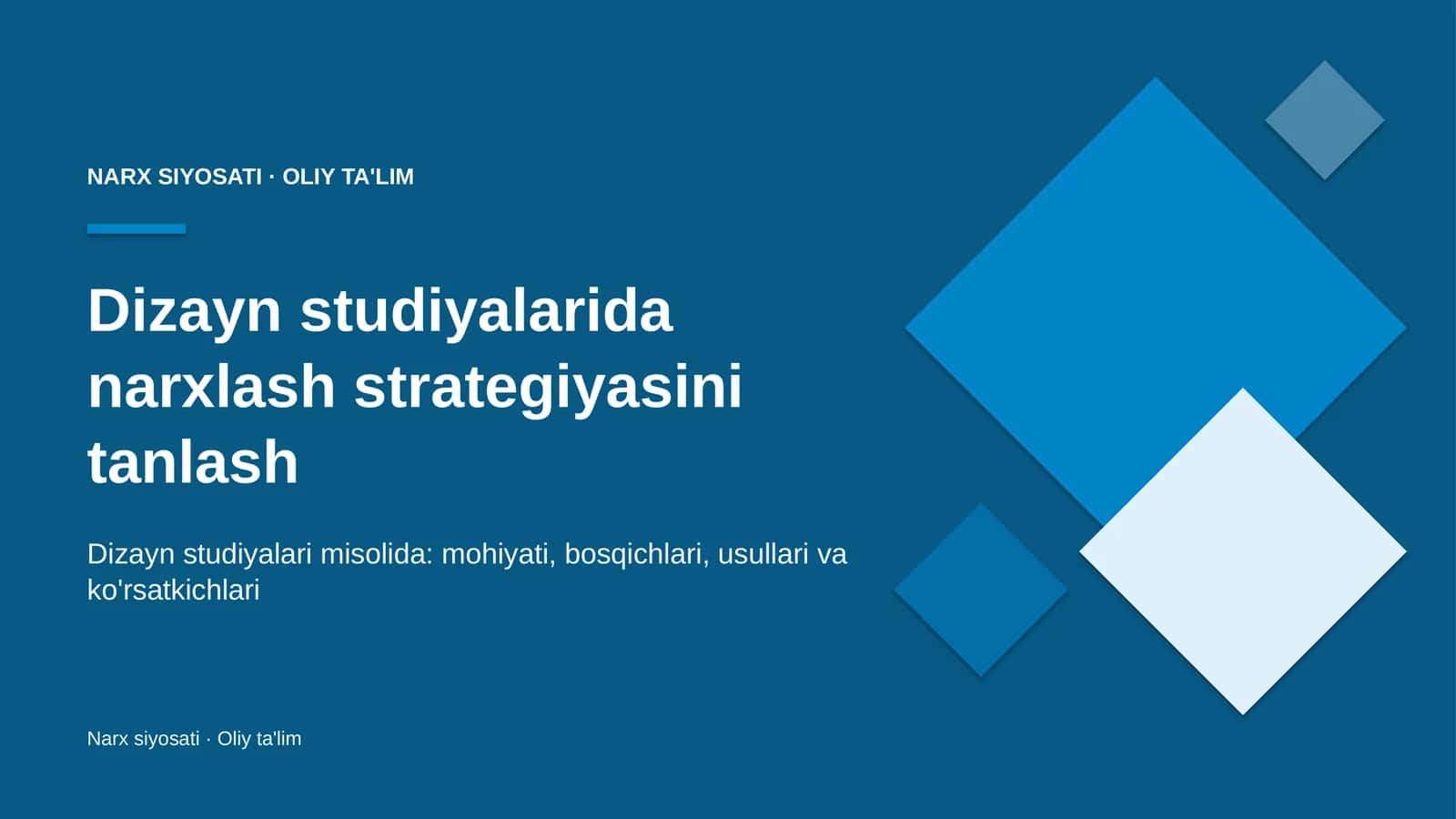 Dizayn studiyalarida narxlash strategiyasini tanlash 1