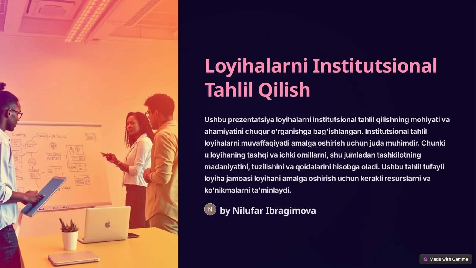 Loyihalarni Institutsional Tahlil Qilish 1