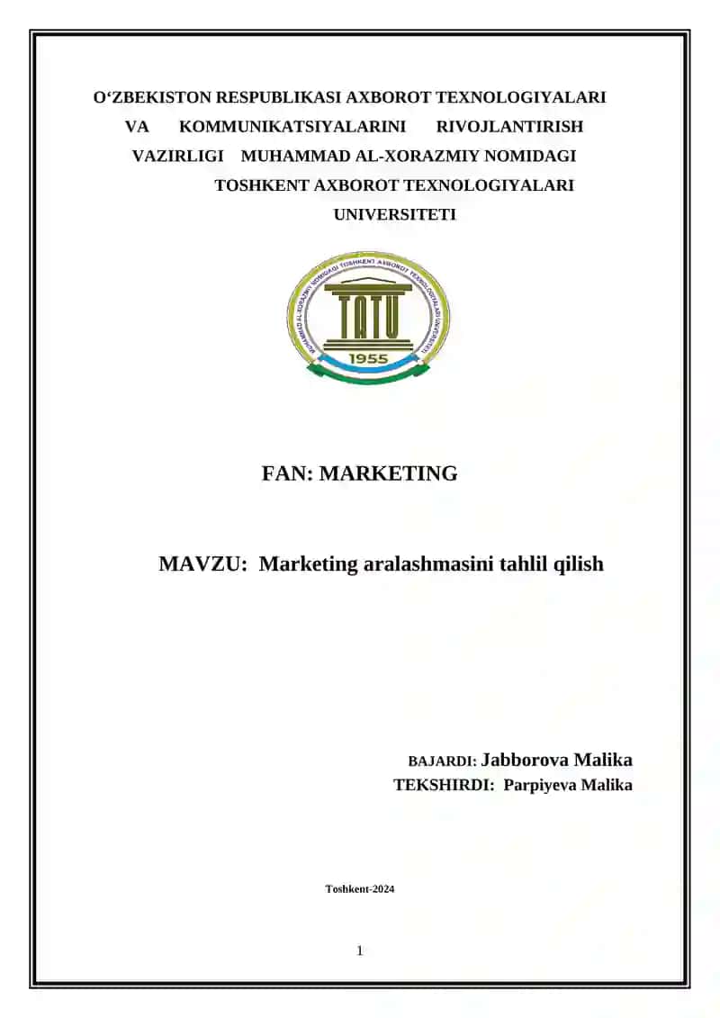Marketing aralashmasini tahlil qilish