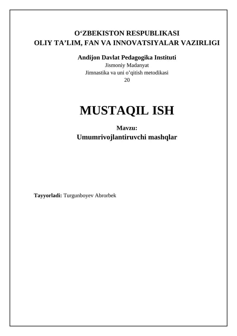 Umumiy rivojlanish mashqlari 1