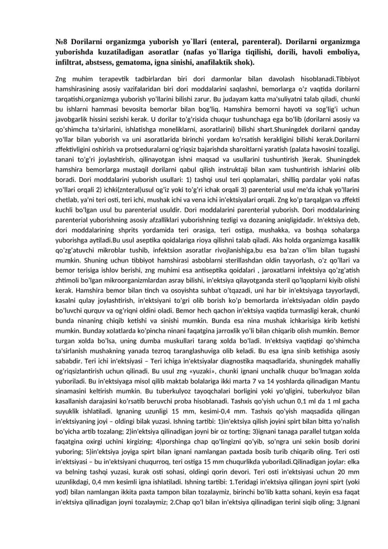 Dorilarni organizmga yuborish yo‘llari 1
