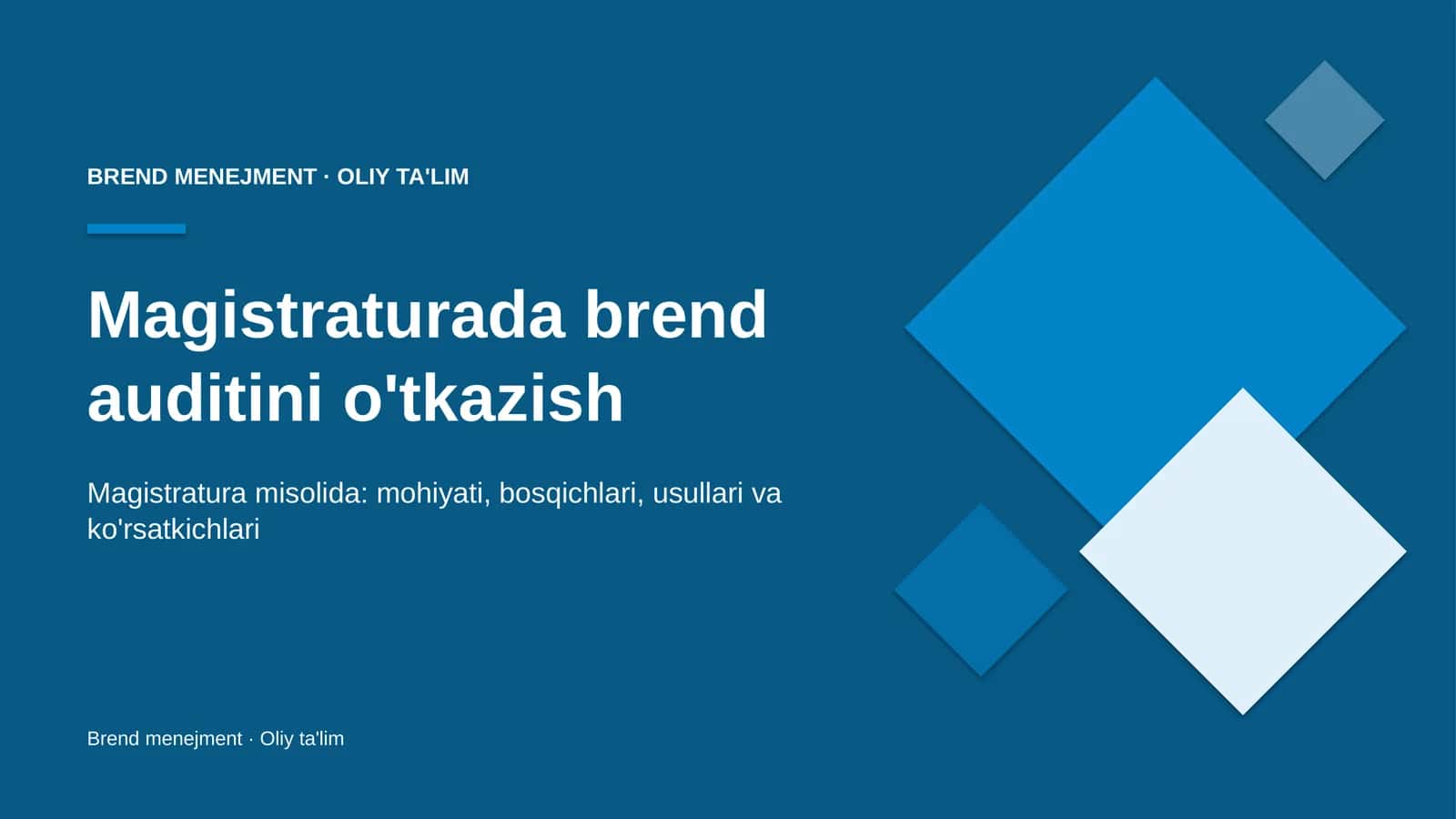 Magistraturada brend auditini o'tkazish 1