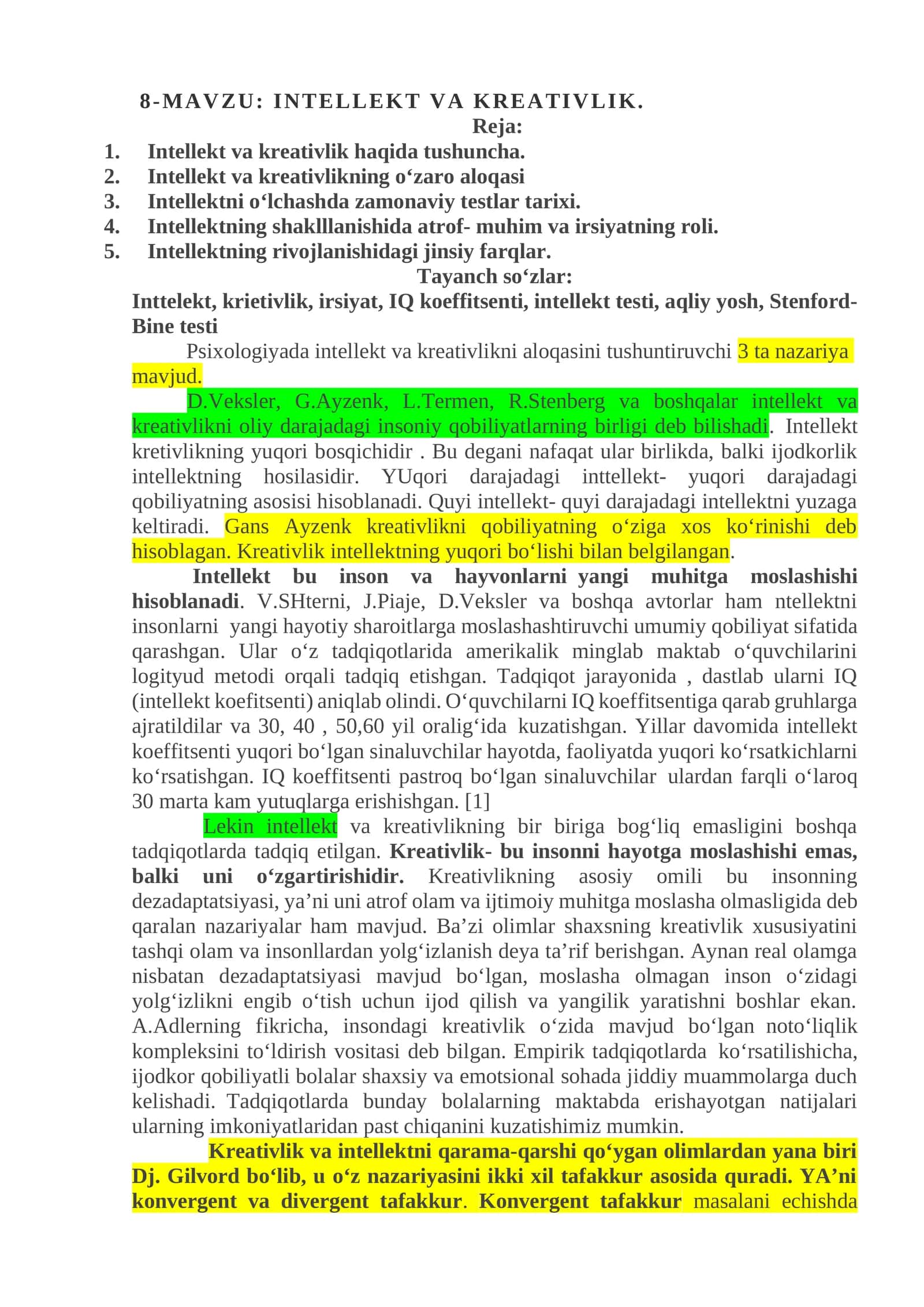 INTELLEKT VA KREATIVLIK 1