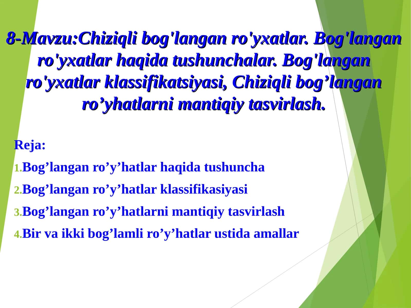 Chiziqli bog'langan ro'yxatlar 1