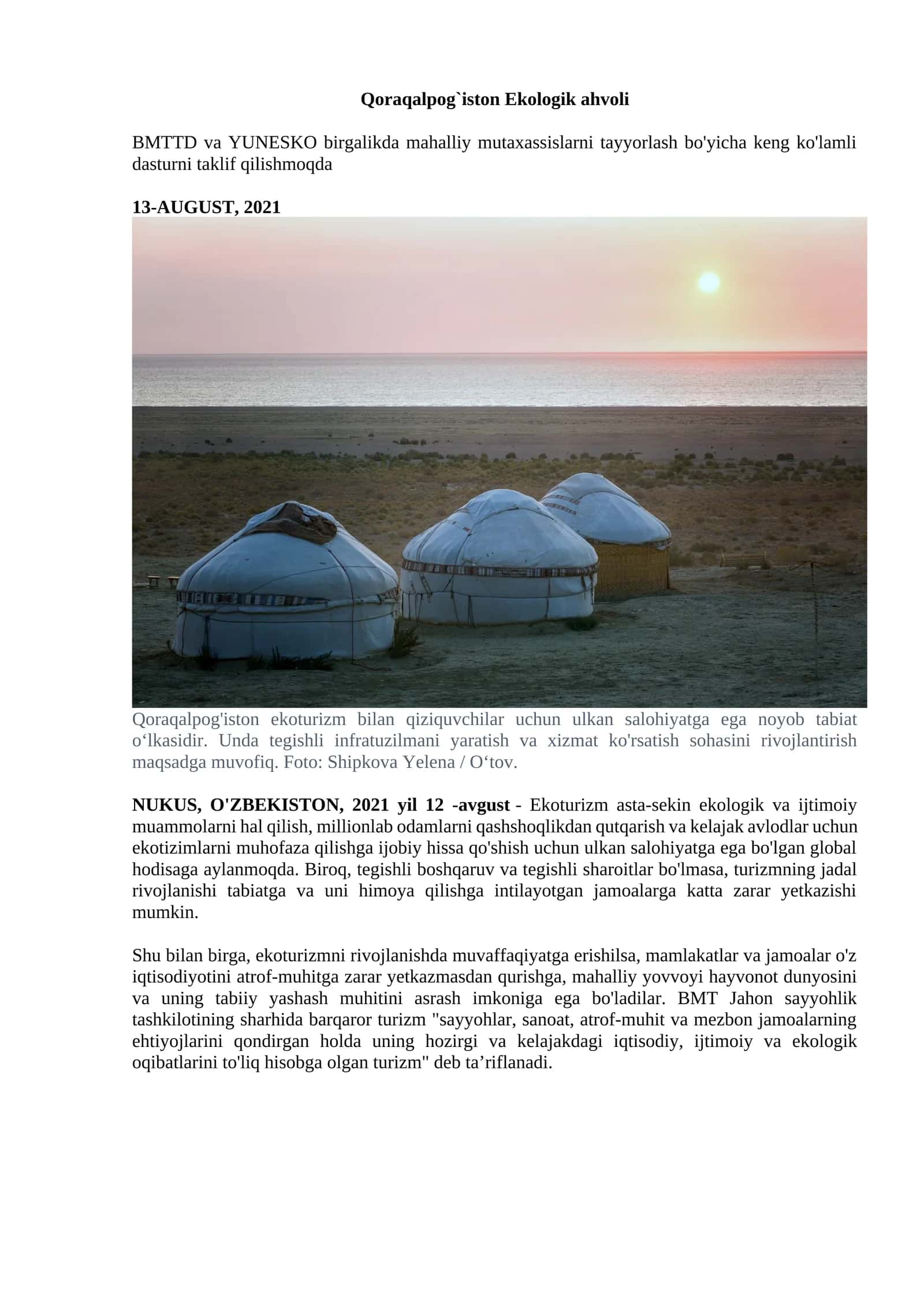 Qoraqalpog`iston Ekologik ahvoli 1