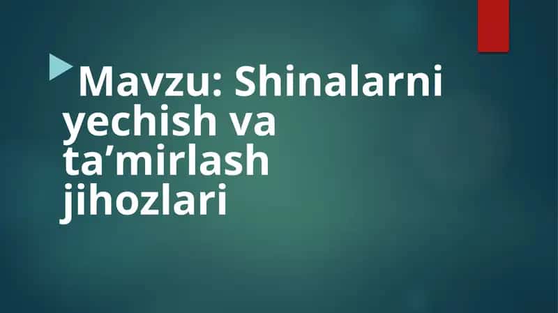 Shinalarni yechish va ta'mirlash ishlari haqida ma'lumot 1