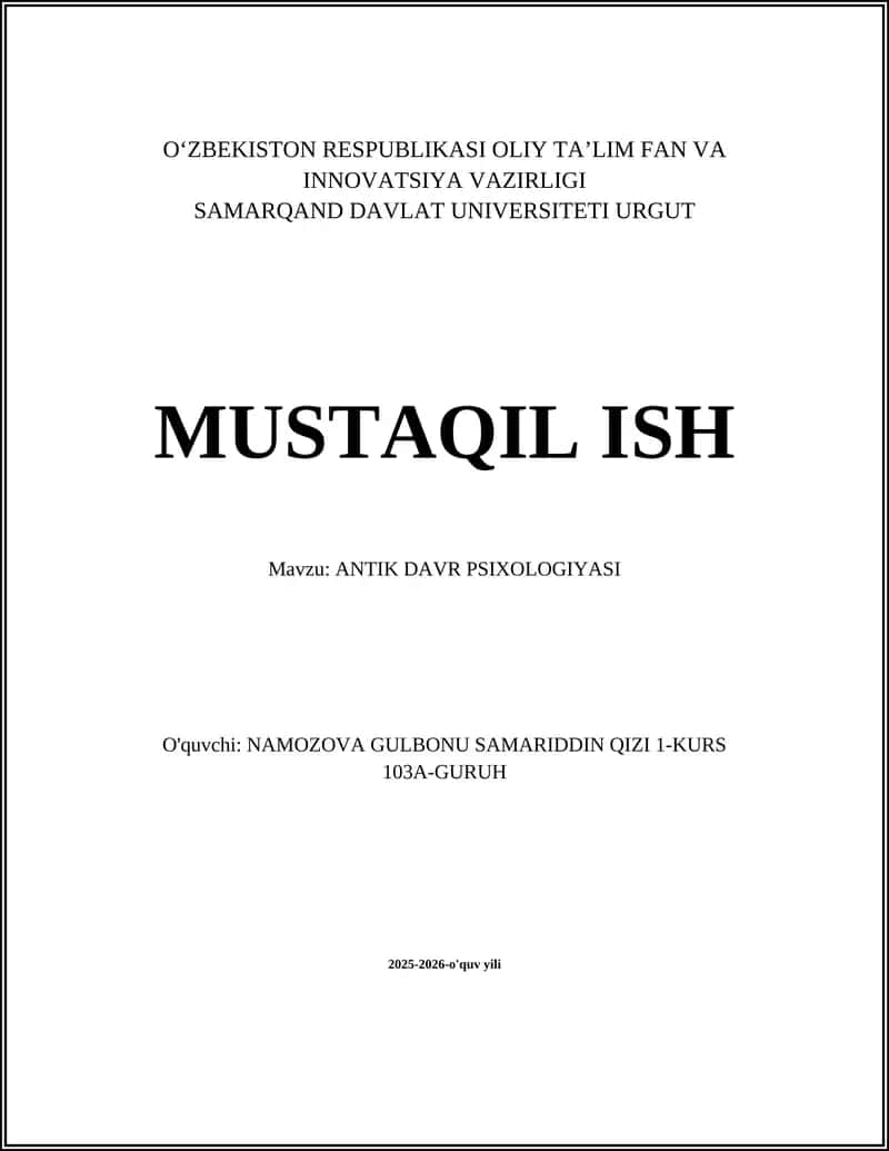 ANTIK DAVR PSIXOLOGIYASI 1