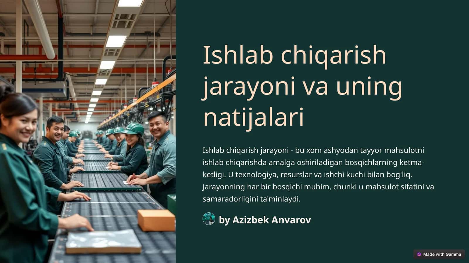 Ishlab chiqarish jarayoni va uning natijalari 1