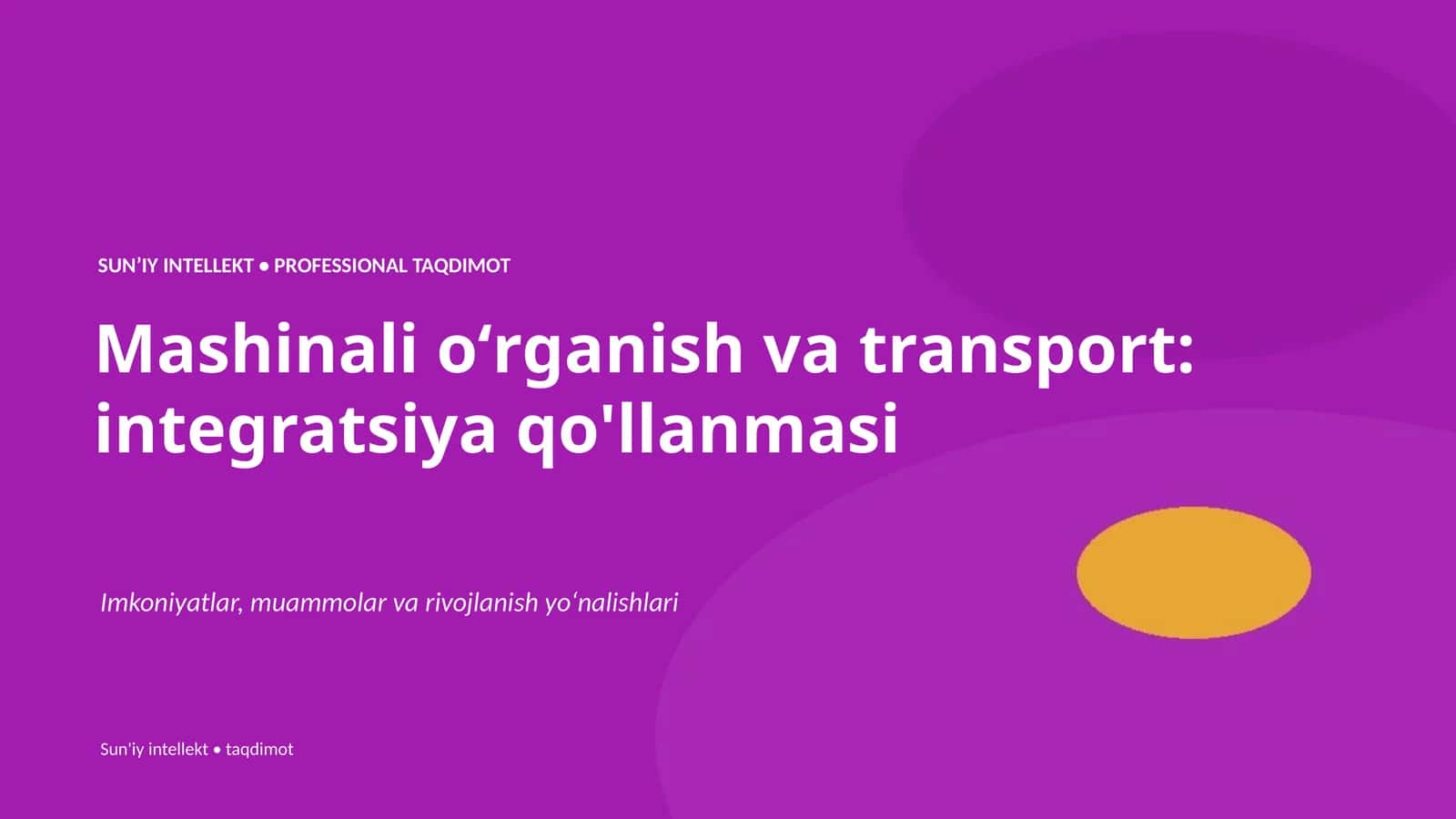 Mashinali oʻrganish va transport: integratsiya qo'llanmasi 1