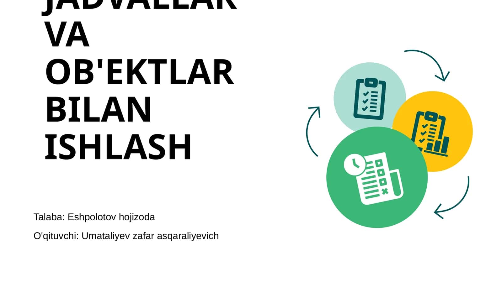 WORD DASTURIDA JADVALLAR VA OB'EKTLAR BILAN ISHLASH 1