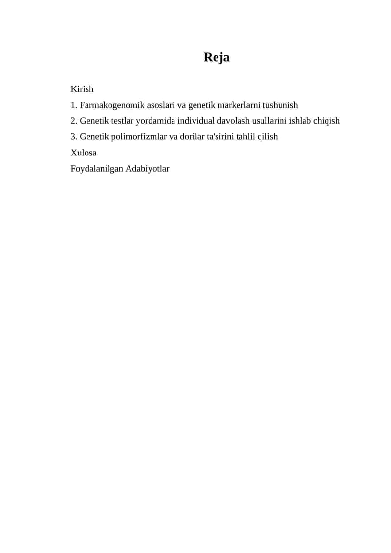 Farmakogenomika sohasida genetik markerlar va dori-darmon tanlash usullari 1