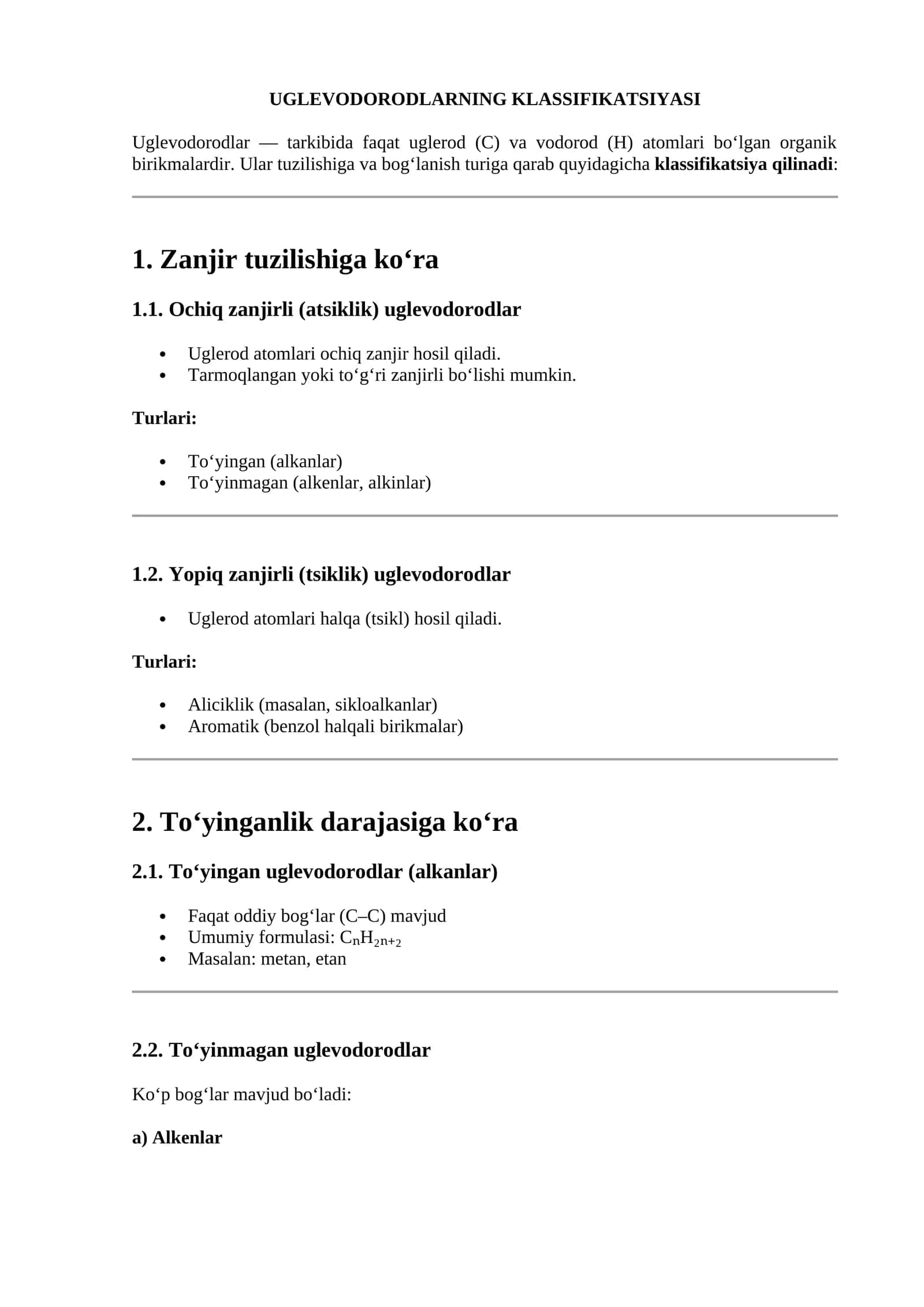 UGLEVODORODLARNING KLASSIFIKATSIYASI 1