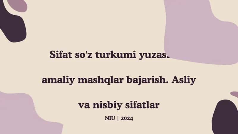 Sifat so'z turkumiyuz 1