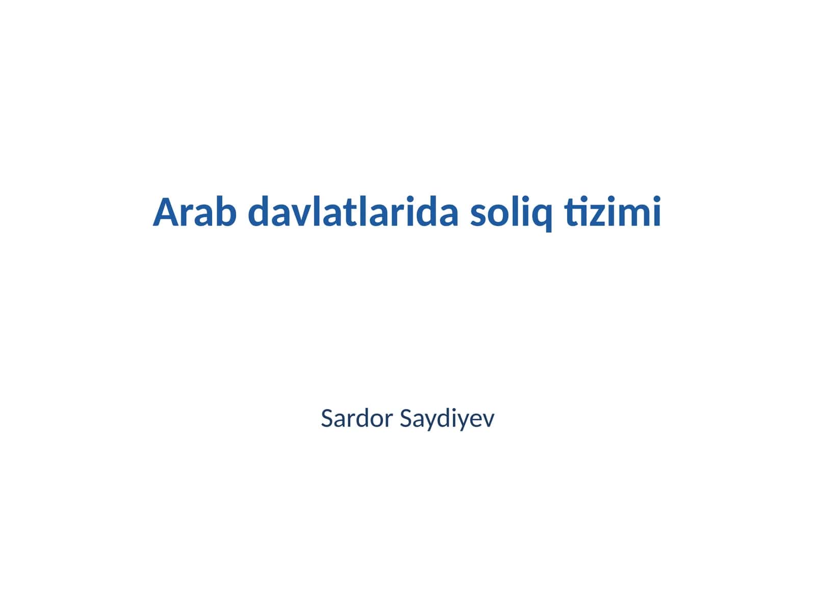 Arab davlatlarida soliq tizimi 1