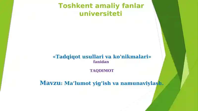 Ma'lumot yig'ish va namunaviylash