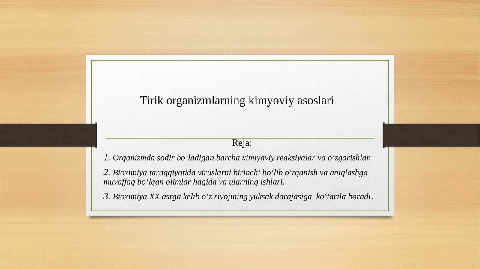 Tirik organizmlarning kimyoviy asoslari 1