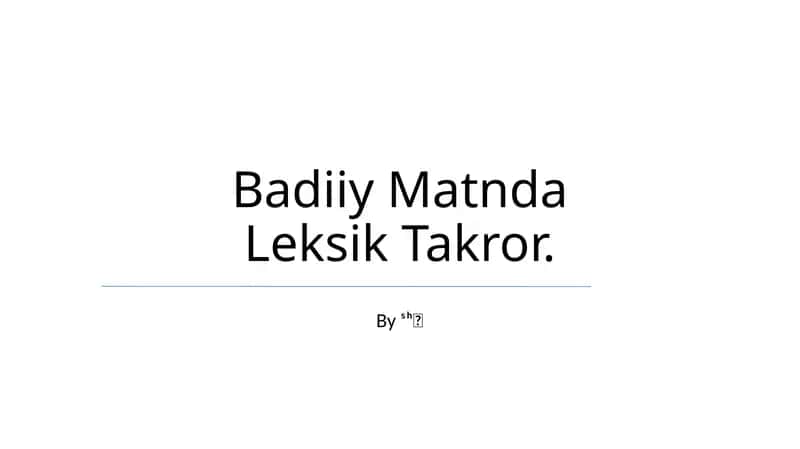 Badiiy Matnda Leksik Takror 1