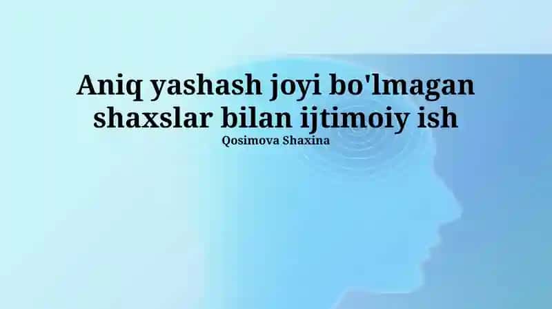 Uysiz Shaxslarga Yordam Ko'rsatish Xizmatlari