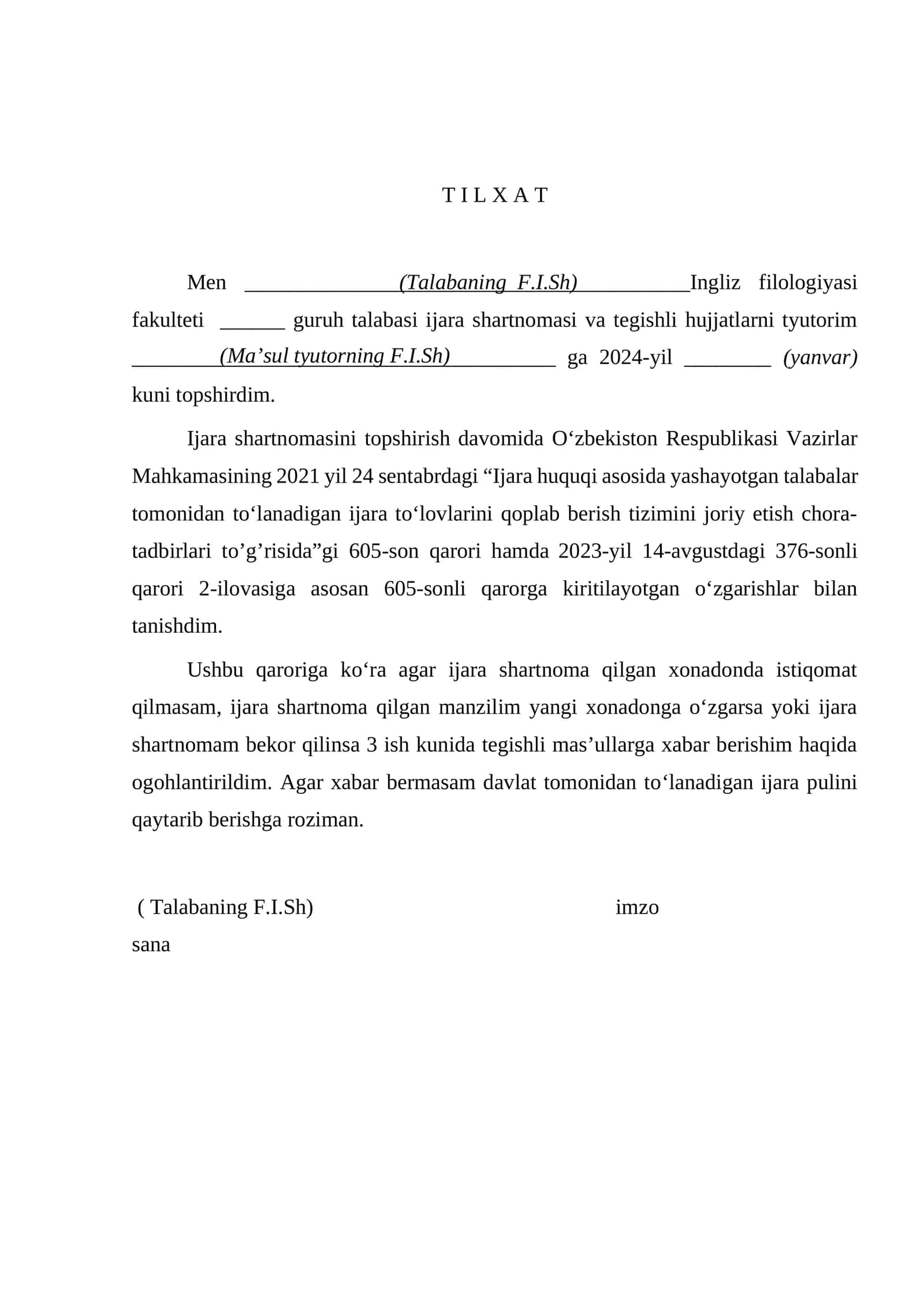 Ijara Shartnomasi va Hujjatlar Tyutori 1