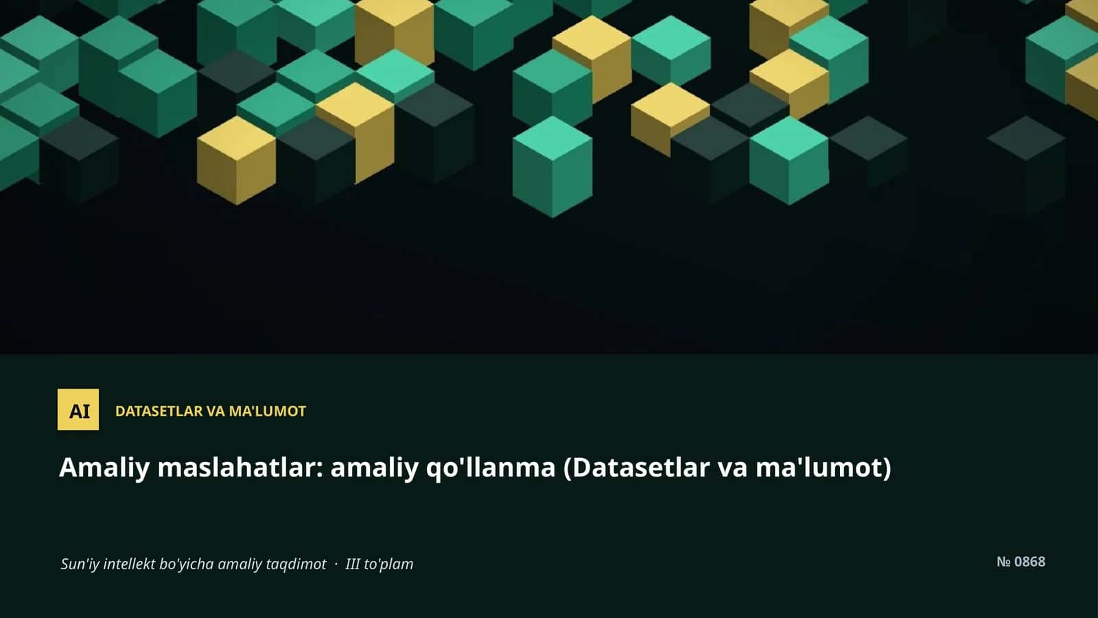 Amaliy maslahatlar: amaliy qo'llanma (Datasetlar va ma'lumot) 1