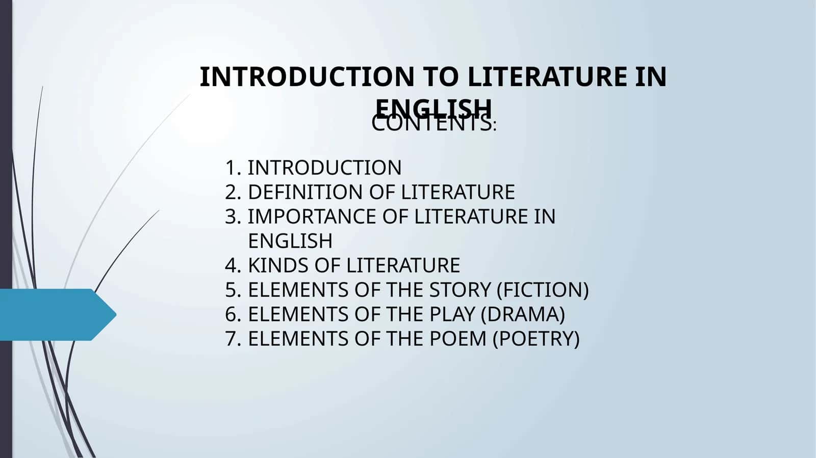 INTRODUCTION TO LITERATURE IN ENGLISH 1