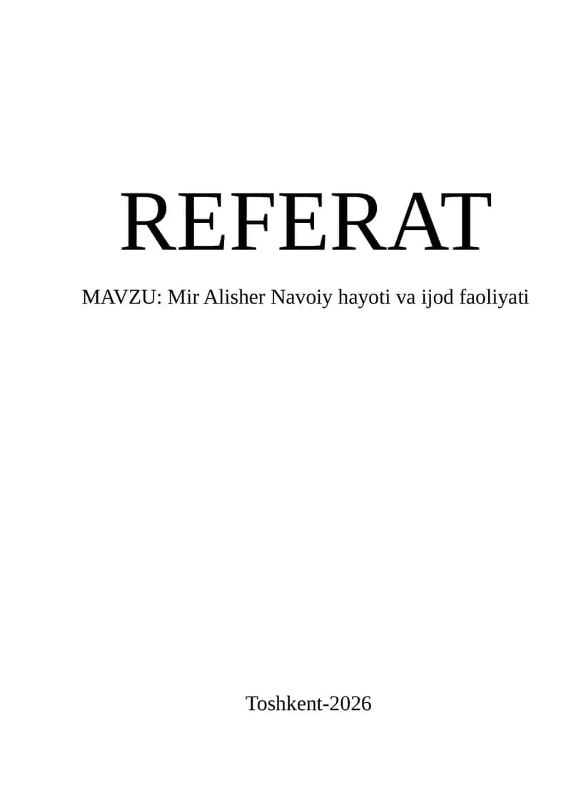 Mir Alisher Navoiy hayoti va ijod faoliyati 1