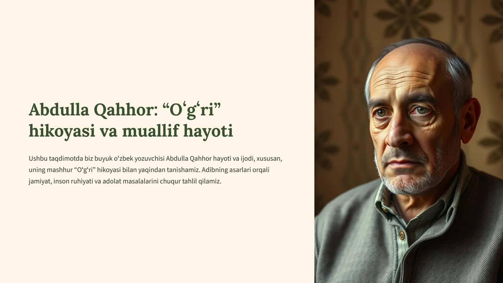 Abdulla Qahhor: “Oʻgʻri” hikoyasi va muallif hayoti 1