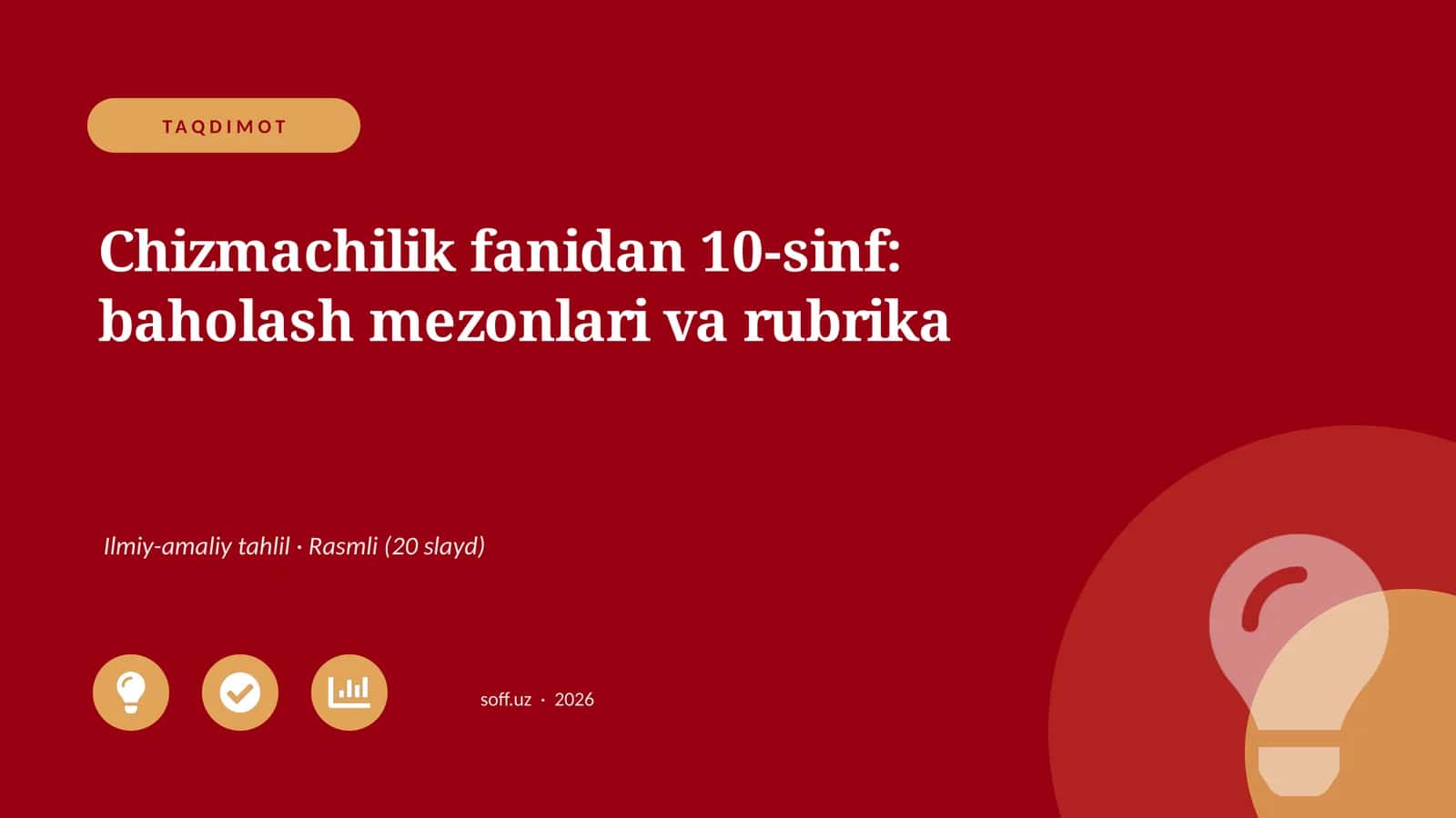 Chizmachilik fanidan 10-sinf: baholash mezonlari va rubrika 1