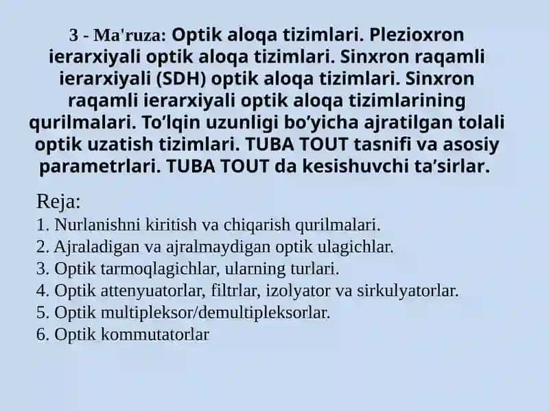 Optik aloqa tizimlari