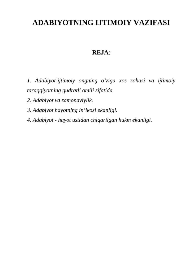 Adabiyotning Ijtimoiy Vazifasi 1