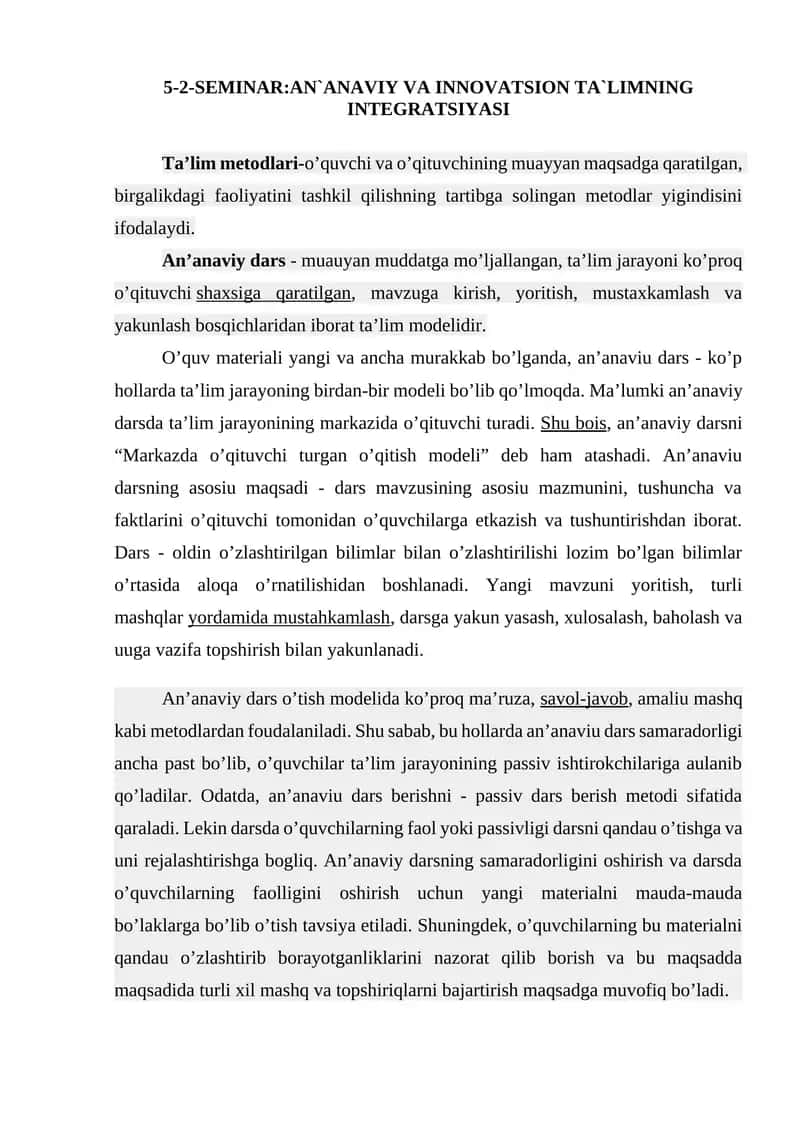 AN`ANAVIY VA INNOVATSION TA`LIMNING INTEGRATSIYASI 1