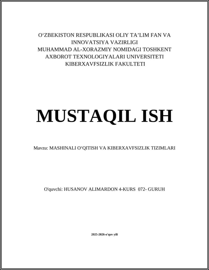 KIBERXAVFSIZLIK TIZIMLARI 1
