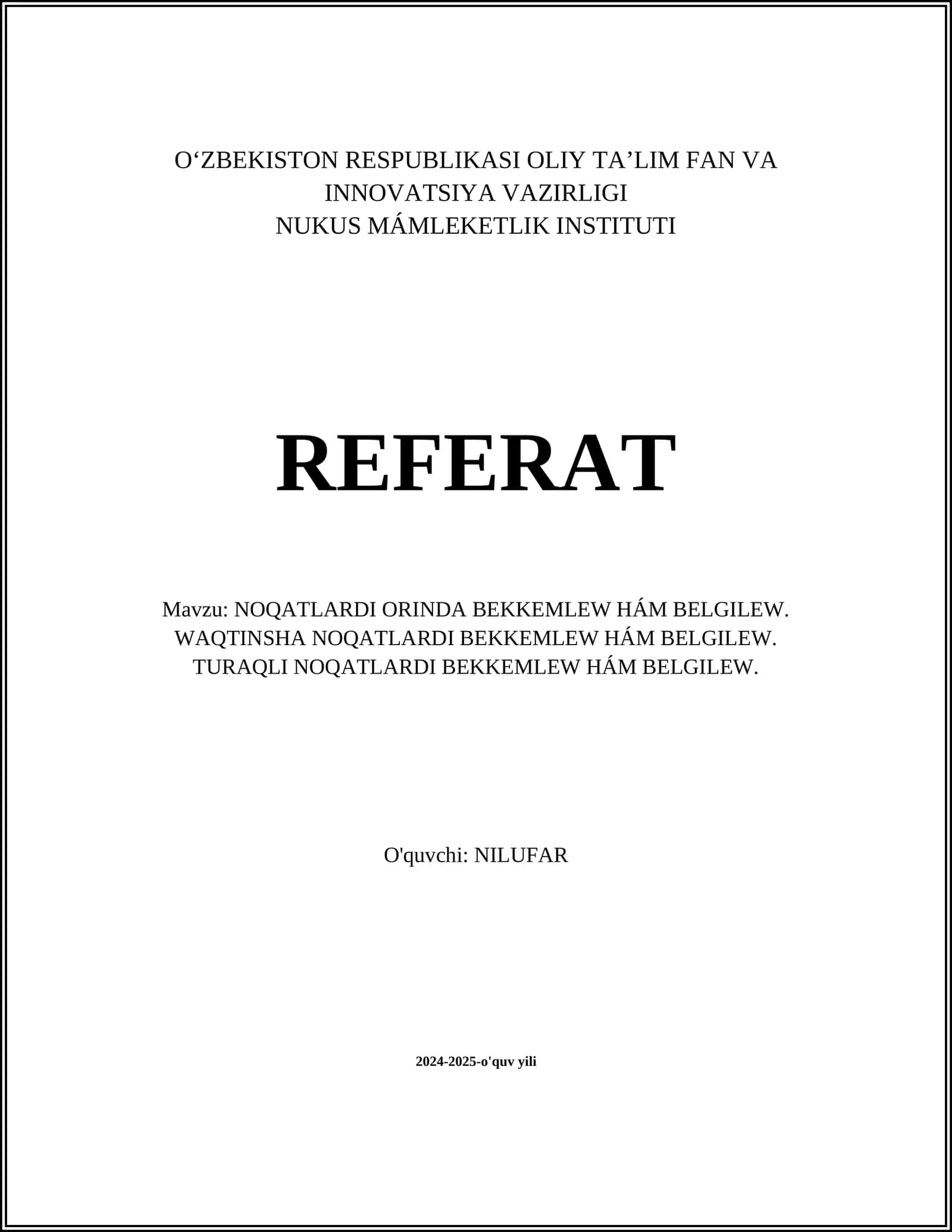 Alifboni noqatlash qoidalari 1
