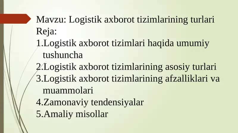 Logistik axborot tizimlarining turlari 1