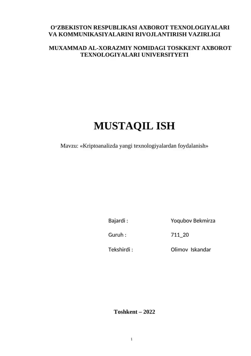 Kriptoanalizda yangi texnologiyalardan foydalanish 1