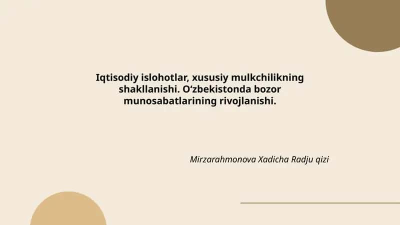Iqtisodiy islohotlar 1