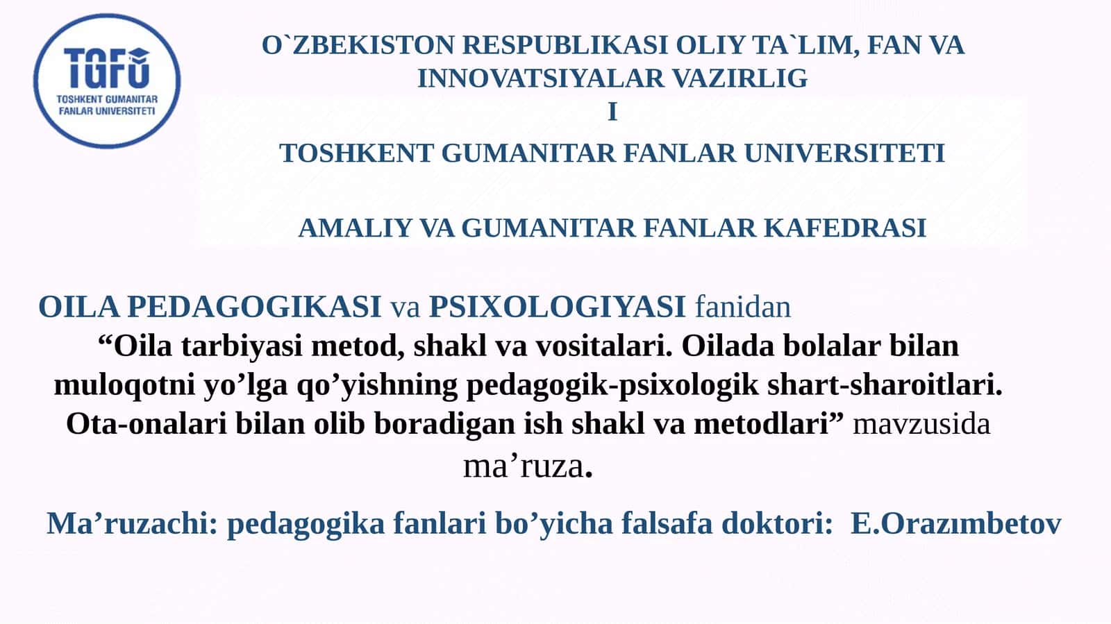 OILA PEDAGOGIKASI 1