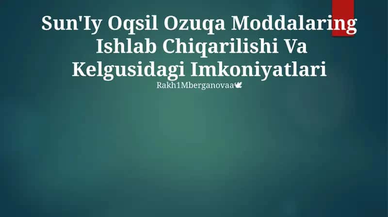 Sun'iy Oqsil Ozuqa Moddalari 1