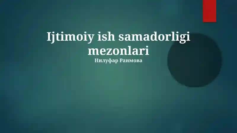 Ijtimoiy ish samadorligi mezonlari