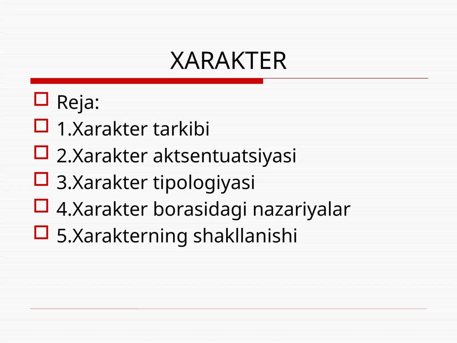 XARAKTER 1