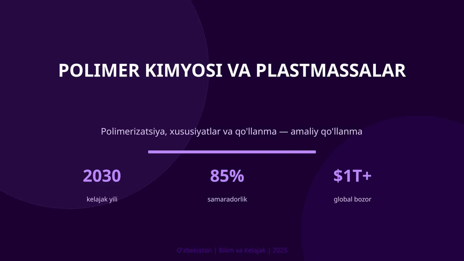 Polimer kimyosi va plastmassalar 1