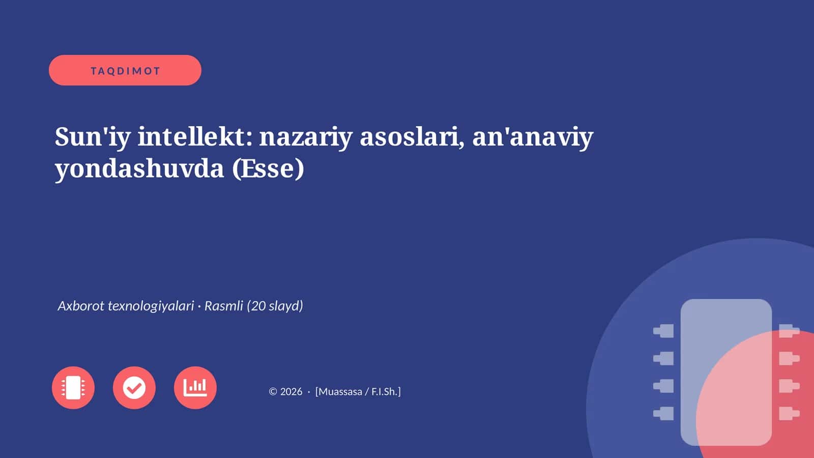 Sun'iy intellekt: nazariy asoslari, an'anaviy yondashuvda (Esse) 1