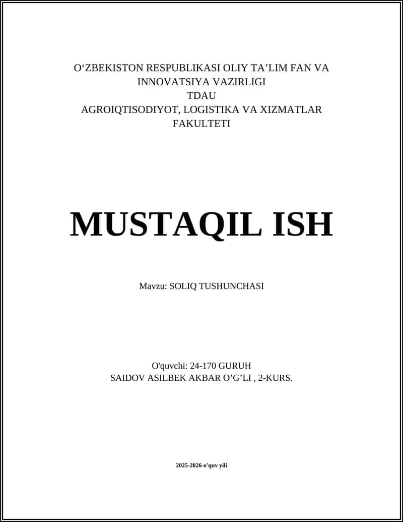 SOLIQ TUSHUNCHASI 1