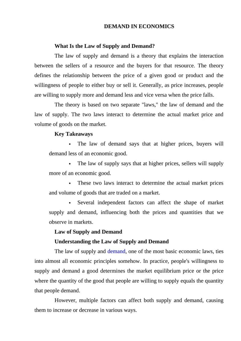 Law of Supply and Demand 1