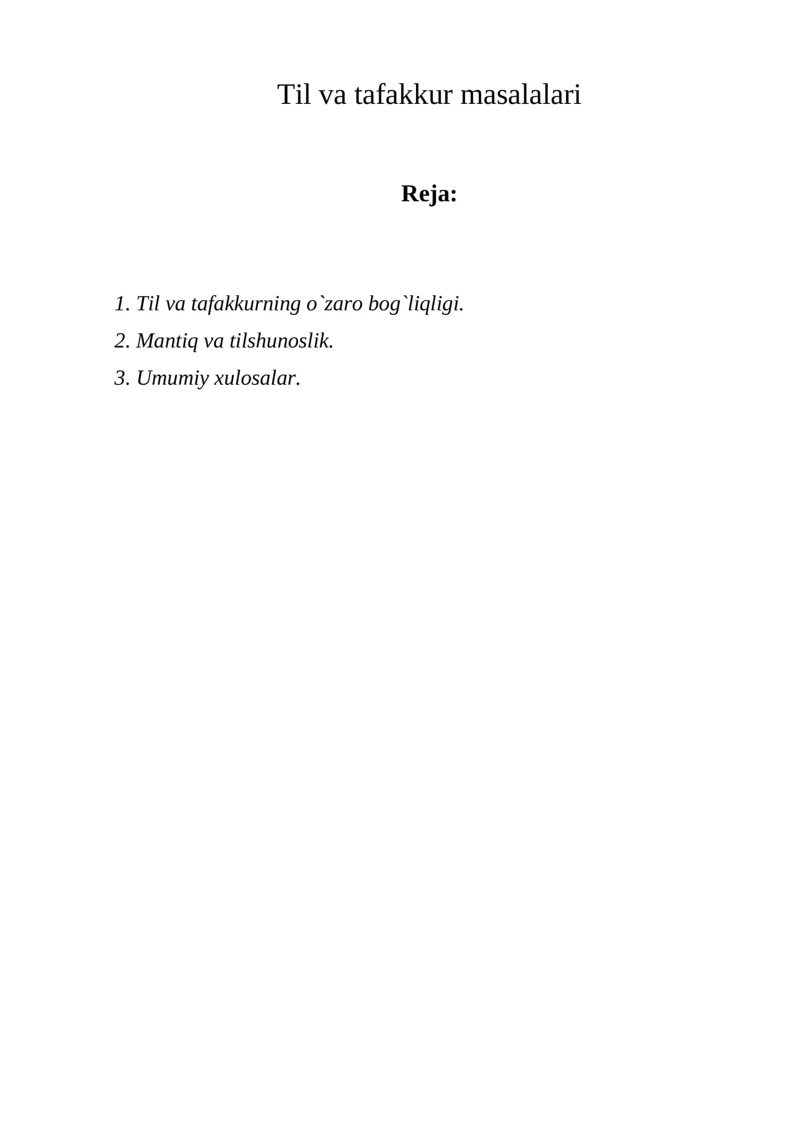Til va tafakkur masalalari 1